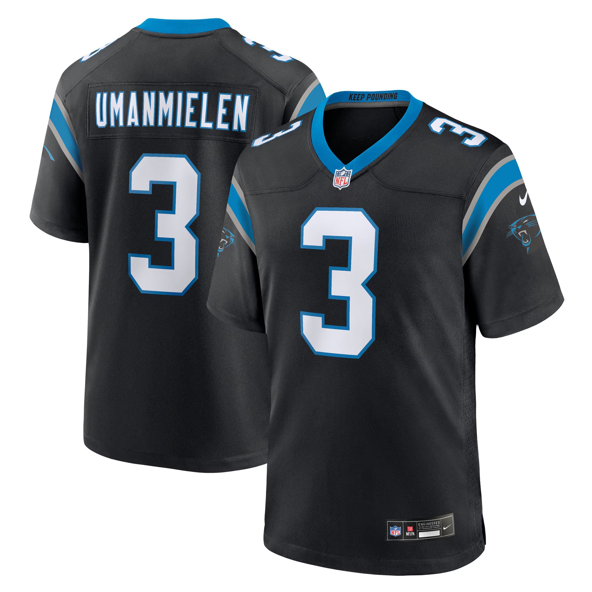 Carolina Panthers Princely Umanmielen Black Team Game Jersey