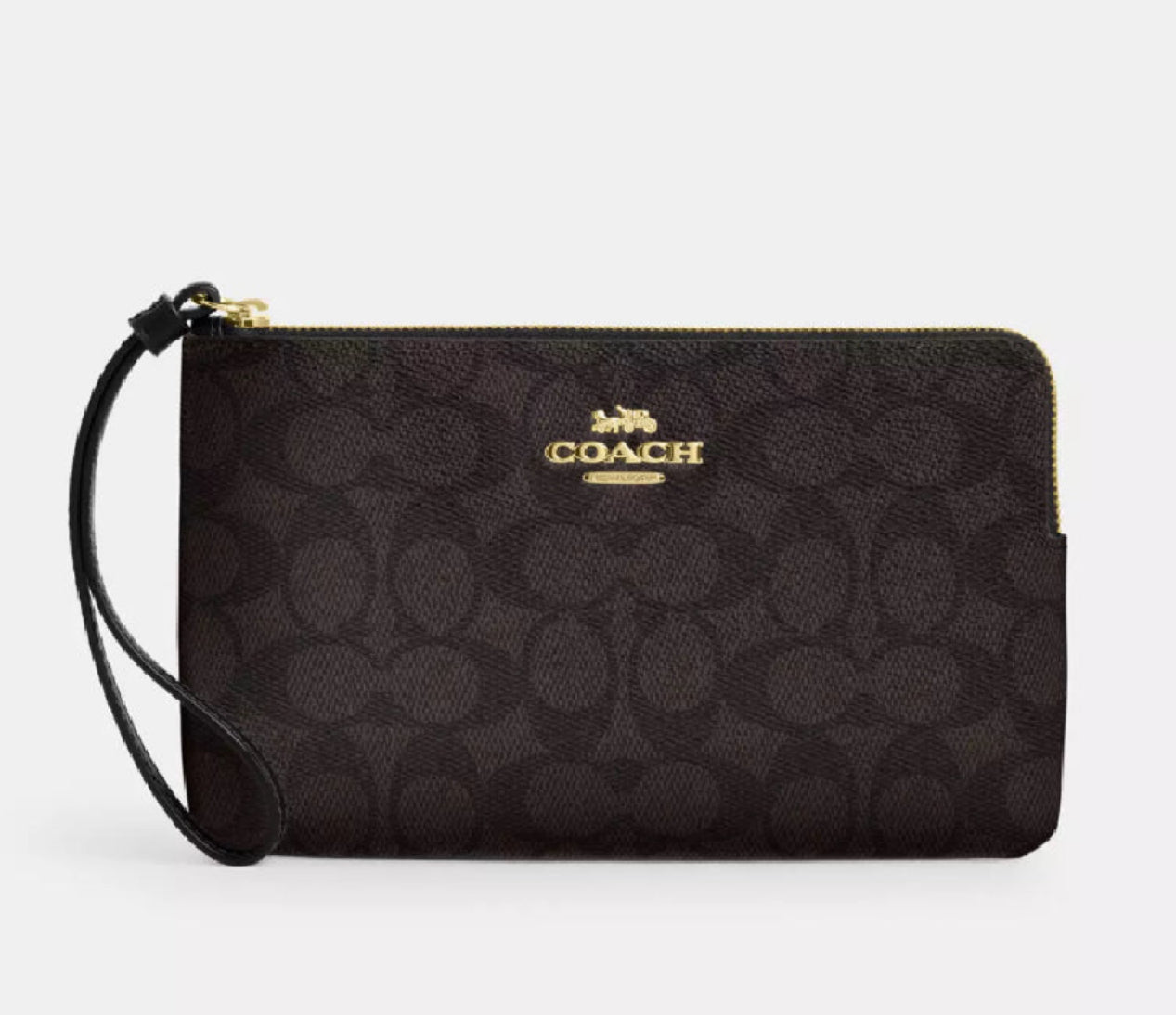 NWT Coach Large CornerZip Wristlet Wallet In Signature Canvas