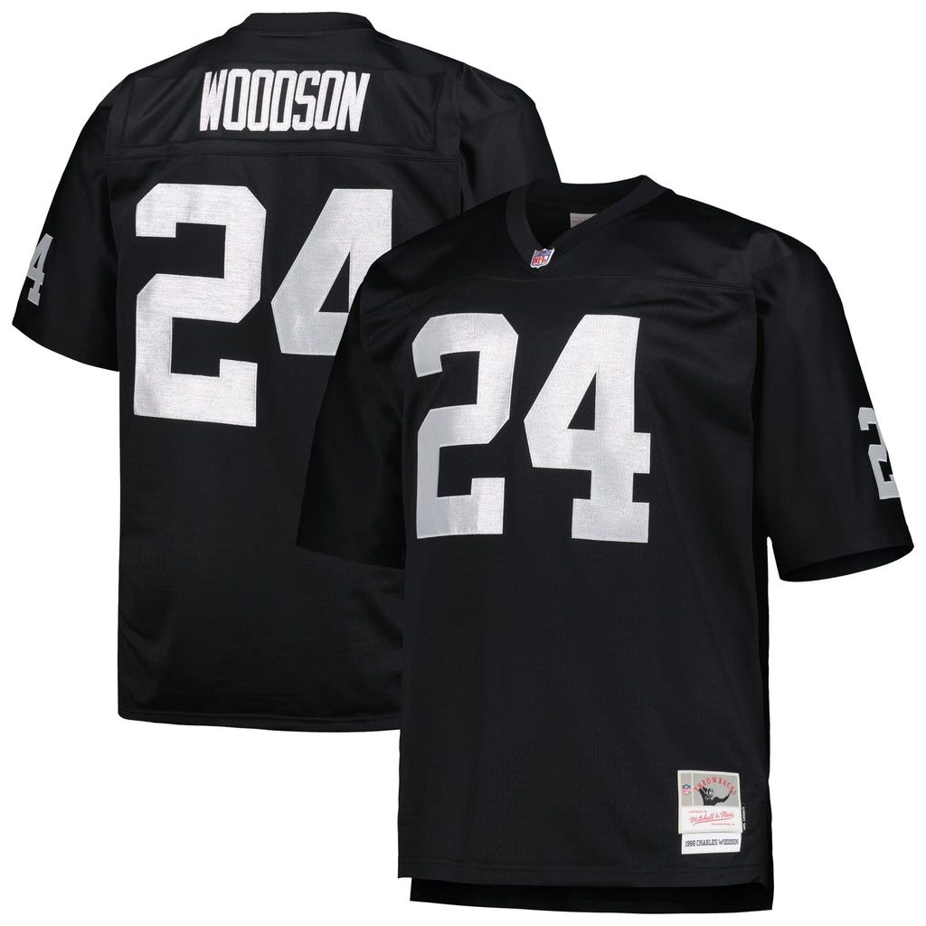 Las Vegas Raiders Charles Woodson Mitchell & Ness Black Big & Tall 1998 Retired Player Replica Jersey