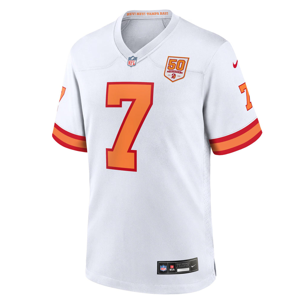 76 Tampa Bay Buccaneers Bucky Irving White 50th Season Game Jersey