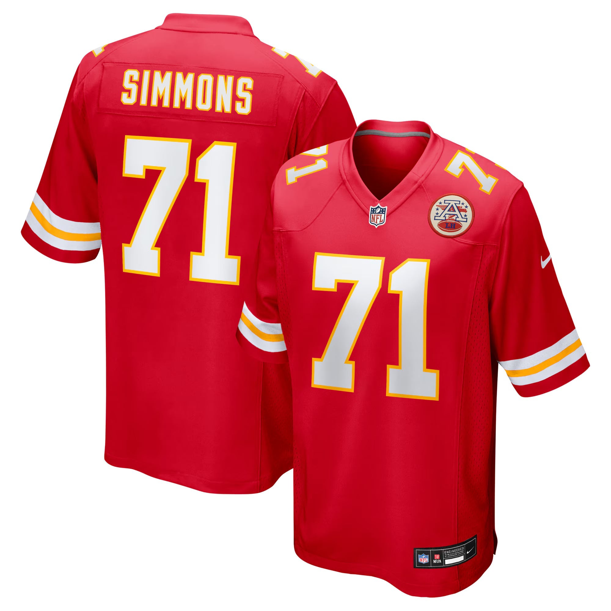 Kansas City Chiefs Josh Simmons Red 2025 NFL Draft First Round Pick Game Jersey