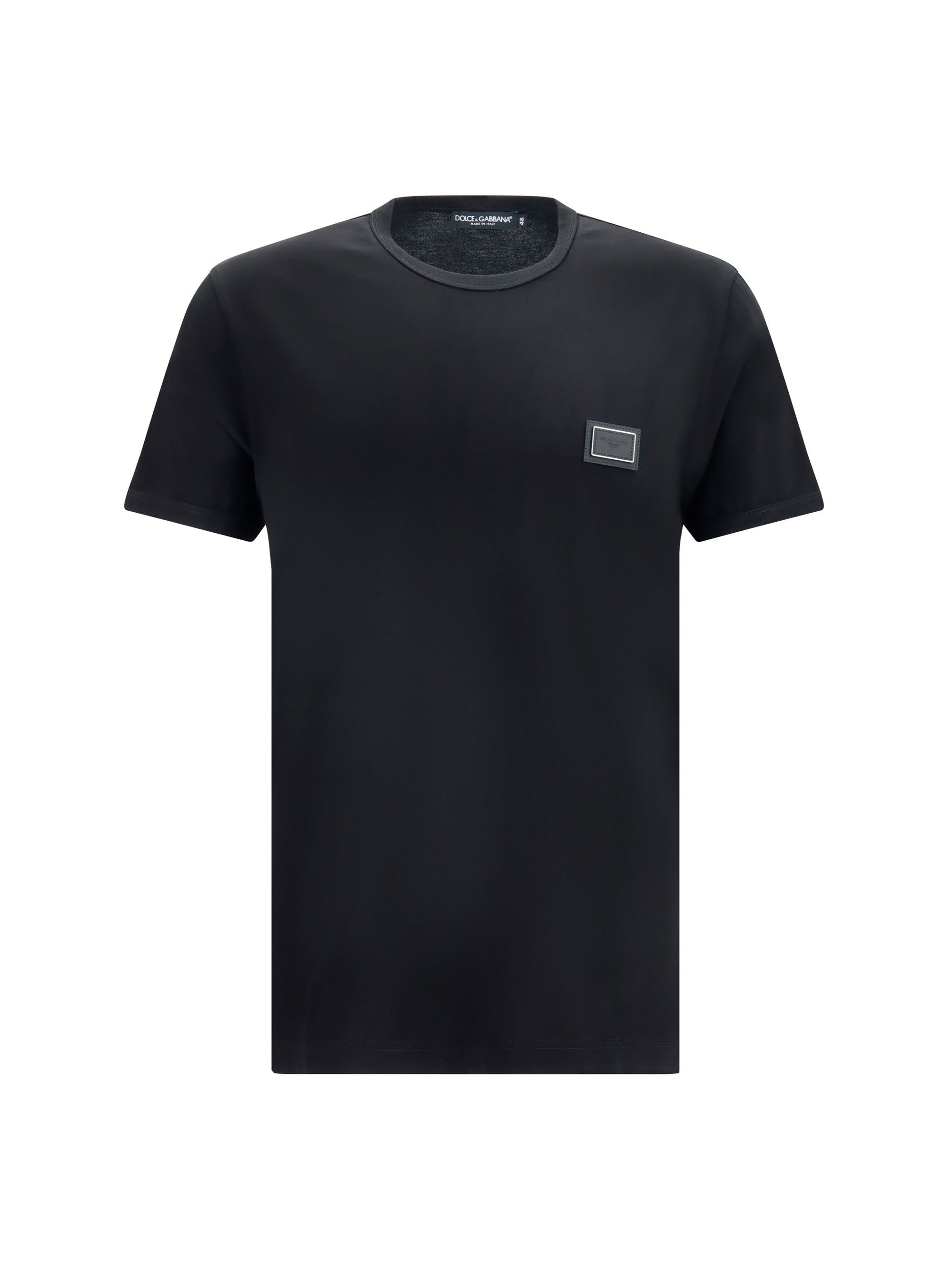 Dolce & Gabbana Men Cotton T-Shirt With Logo Plaque