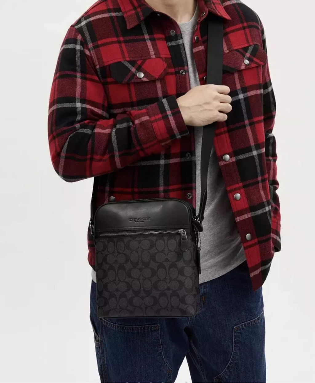 NWT Coach Men's Houston Flight Bag In Signature Canvas & Leather