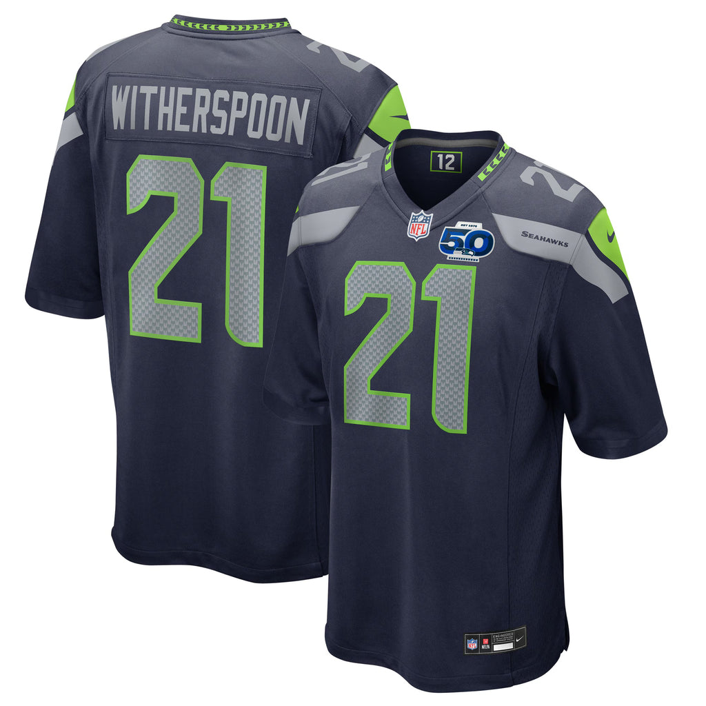 Seattle Seahawks Devon Witherspoon College Navy Team 50th Season Game Jersey