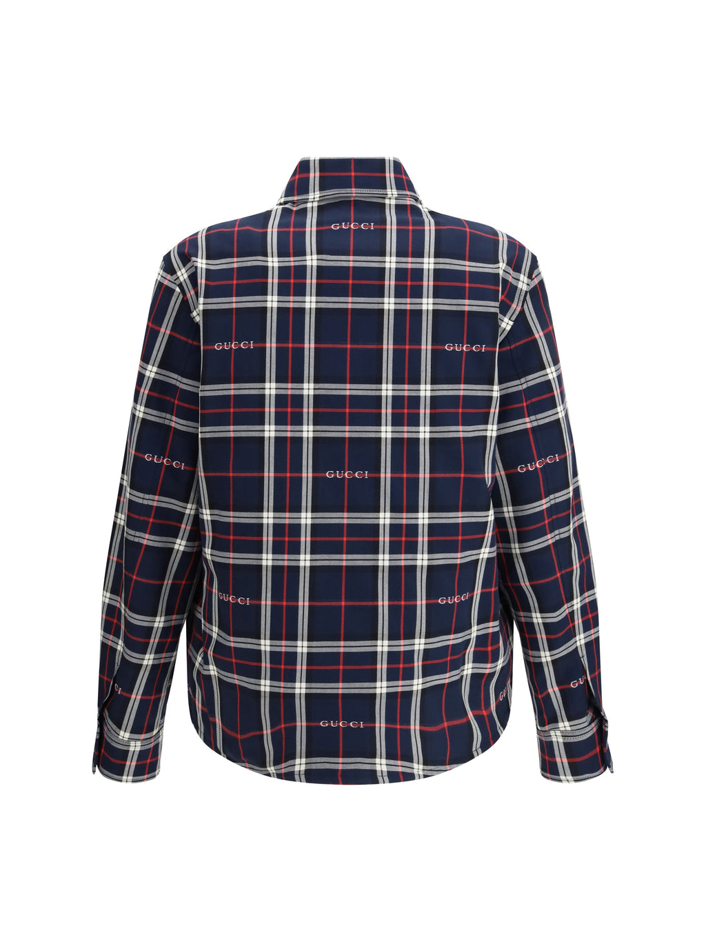 Gucci Men Padded Tartan Cotton Jacquard Shirt