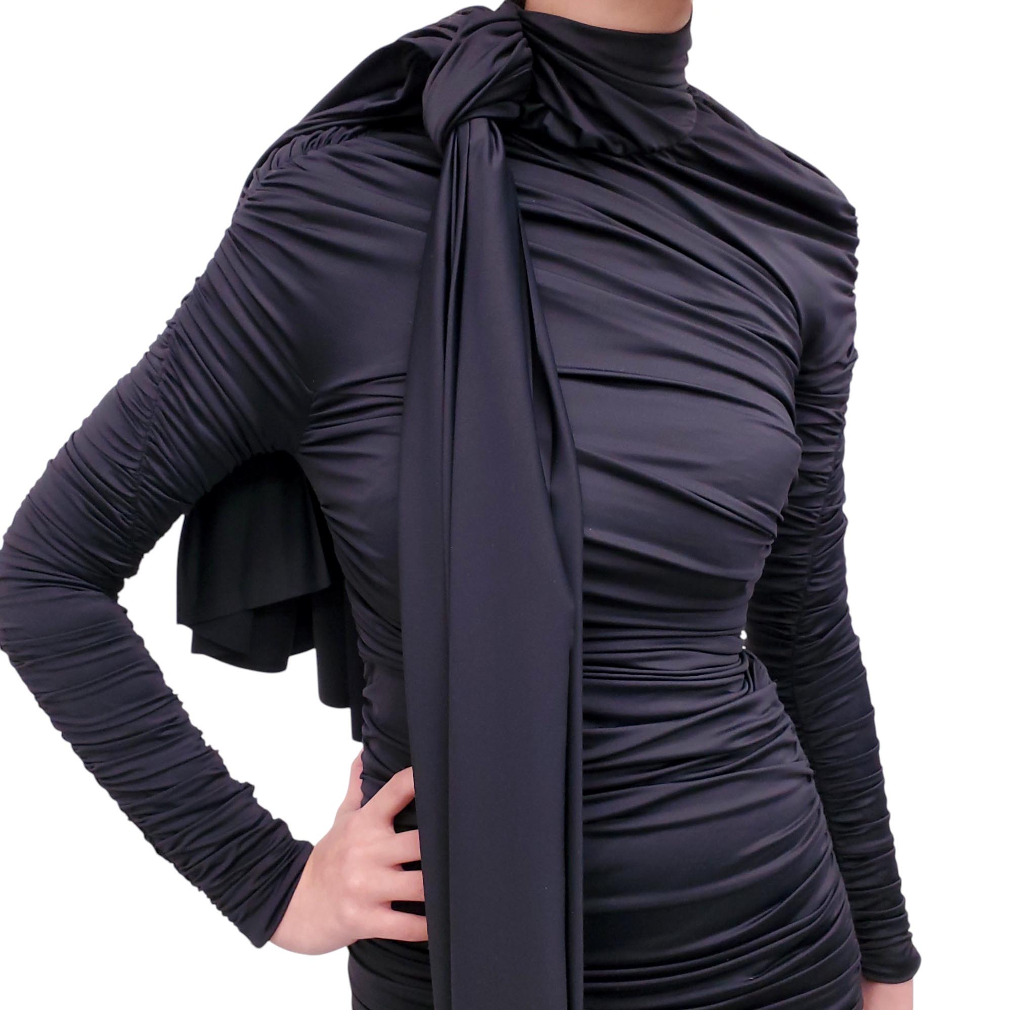 BALENCIAGA BLACK SPANDEX DRESS - SIZE 36
