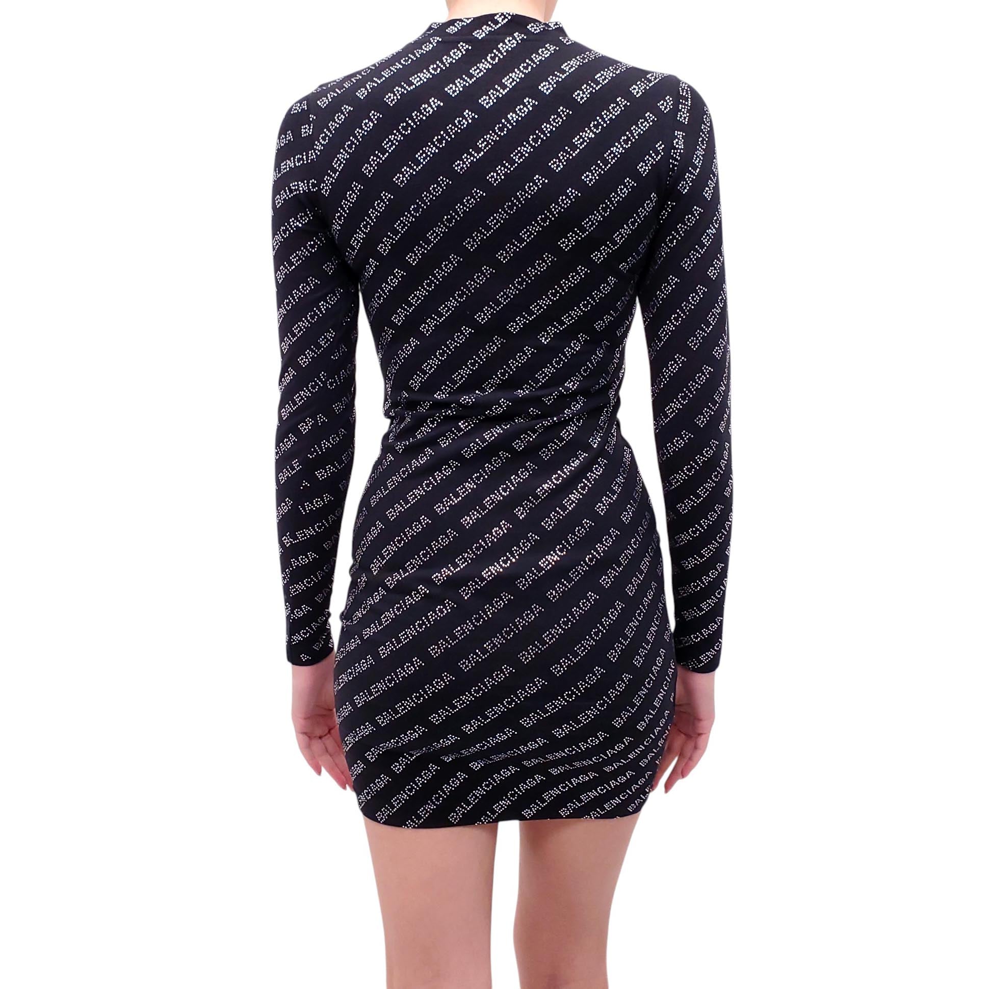 BALENCIAGA CRYSTAL LOGO DRESS - SIZE XS