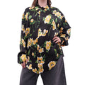 BALENCIAGA OVERSIZED BLACK AND YELLOW FLORAL PATTERNED SHIRT - SIZE 34
