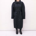 BALENCIAGA OVERSIZED BLACK CRINKLED TRENCH COAT WITH BELT - SIZE XXS