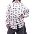 BALENCIAGA OVERSIZED WHITE AND BLACK LOGO POPLIN SHIRT - SIZE 36