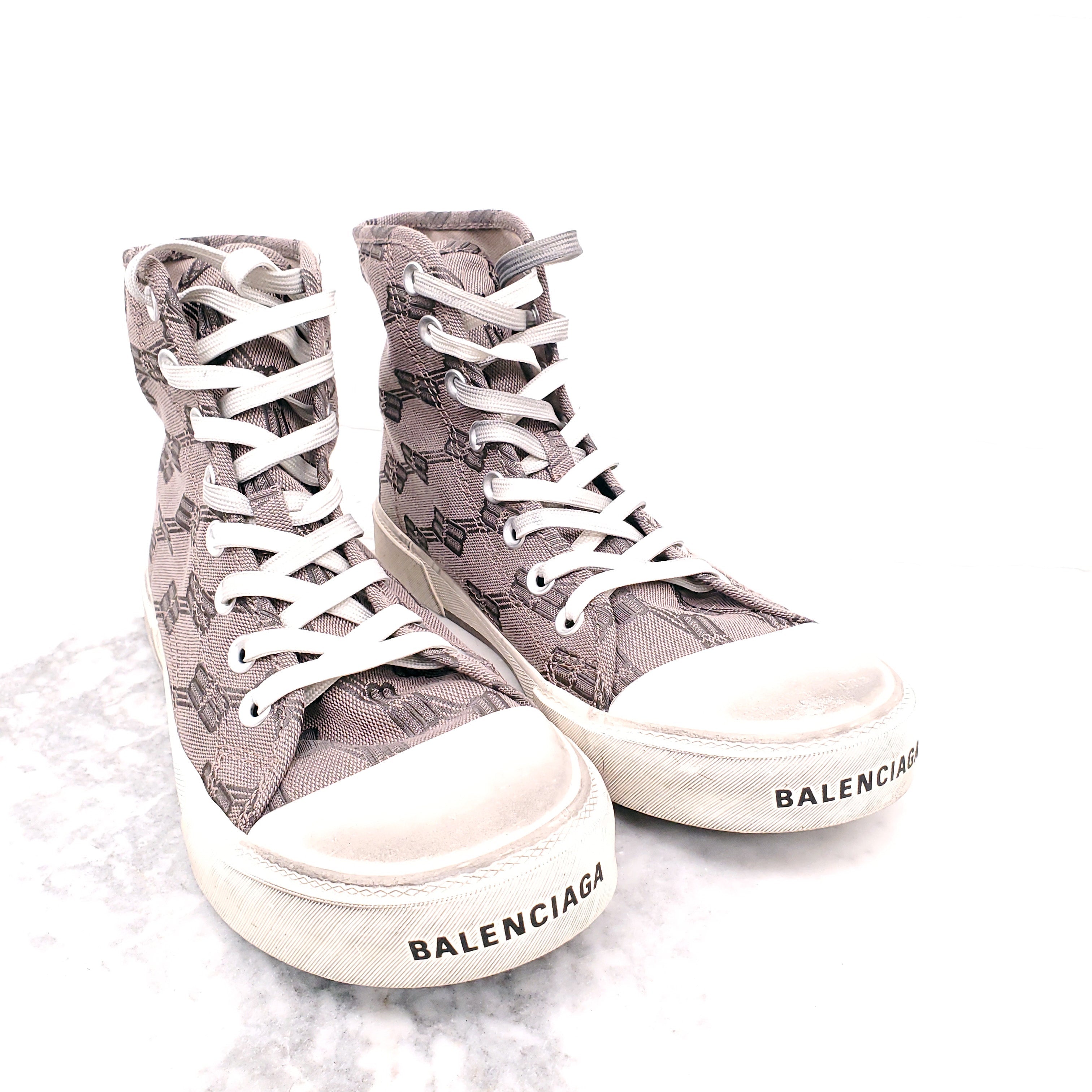 BALENCIAGA PARIS LOGO HIGH TOP SNEAKERS - SIZE 40
