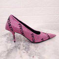 BALENCIAGA PINK CRYSTAL LOGO KNIFE PUMPS - SIZE 38