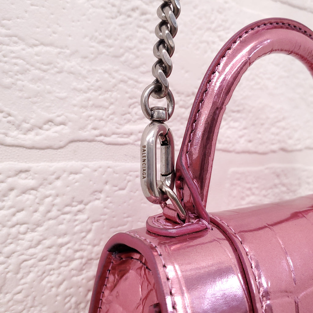 BALENCIAGA PINK HOURGLASS EXTREME MINI CROSSBODY BAG