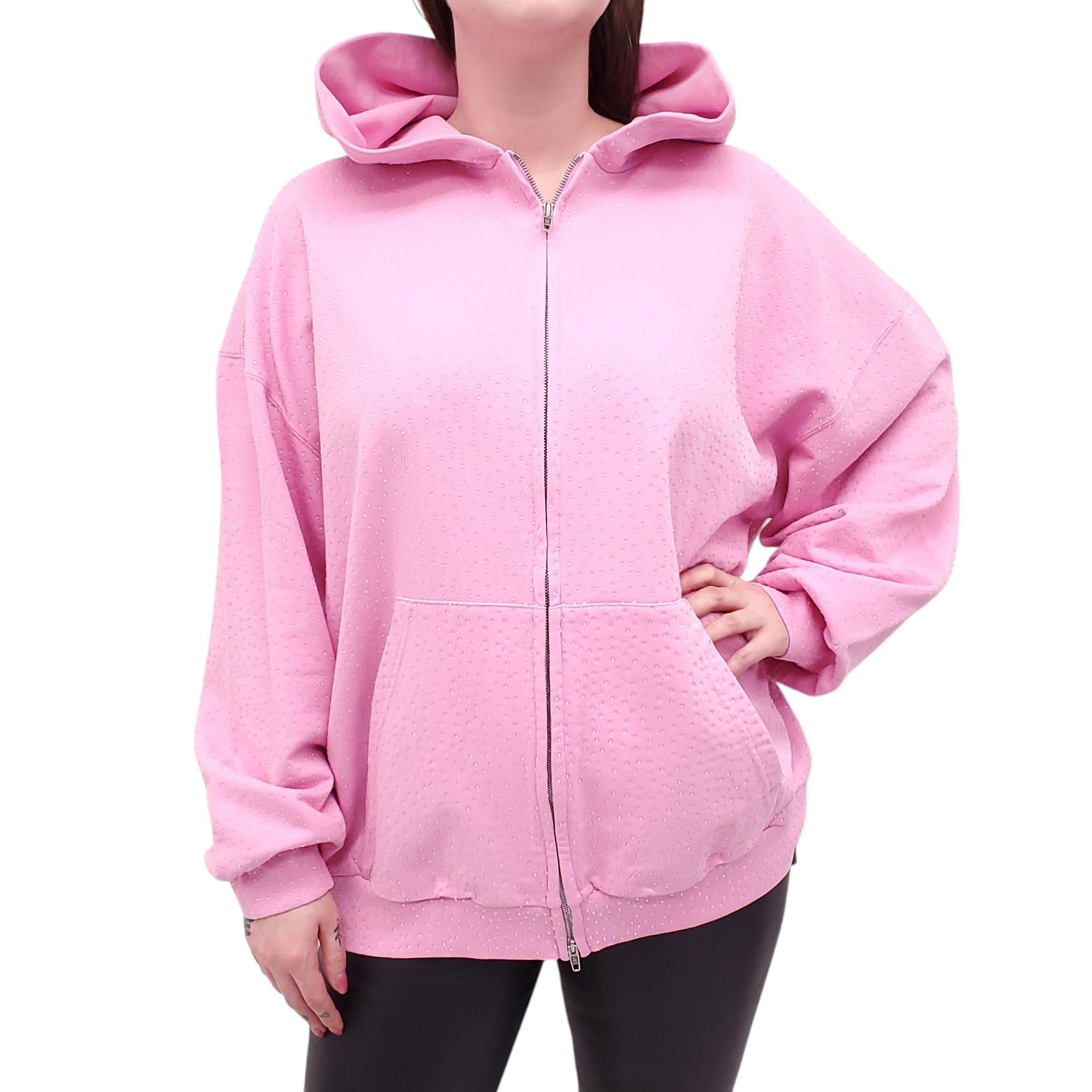 BALENCIAGA PINK RUNWAY CRYSTAL SWEATSHIRT - SIZE XL