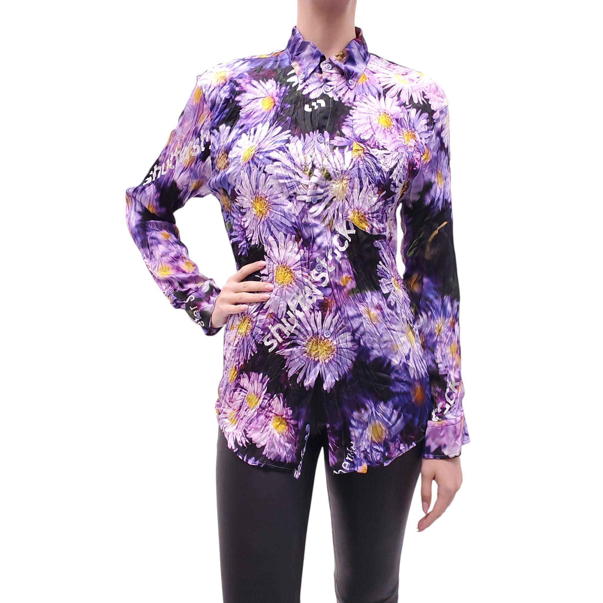 BALENCIAGA PURPLE DAISY PATTERN SHIRT - SIZE 32