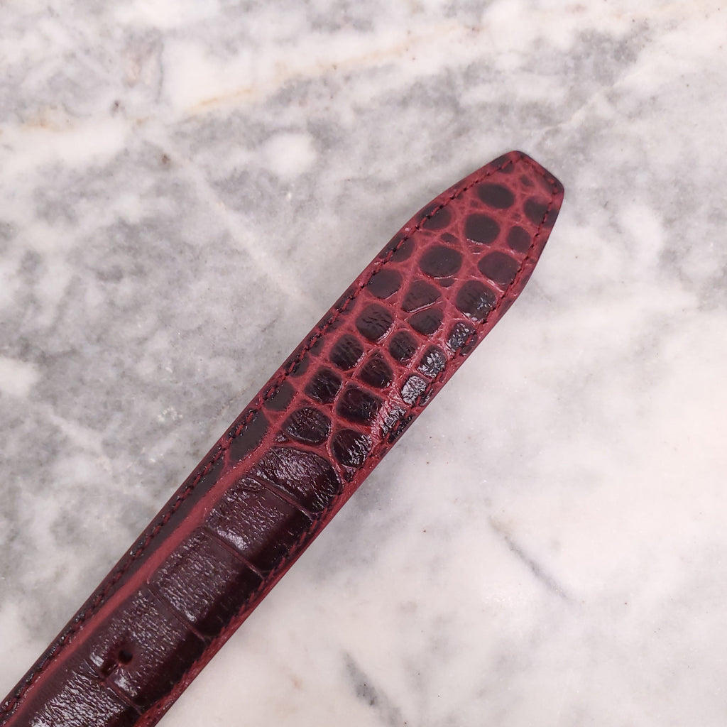 BALENCIAGA RED CROC LOGO BELT - SIZE 60