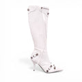 BALENCIAGA WHITE AND SILVER CAGOLE BOOTS - SIZE 41