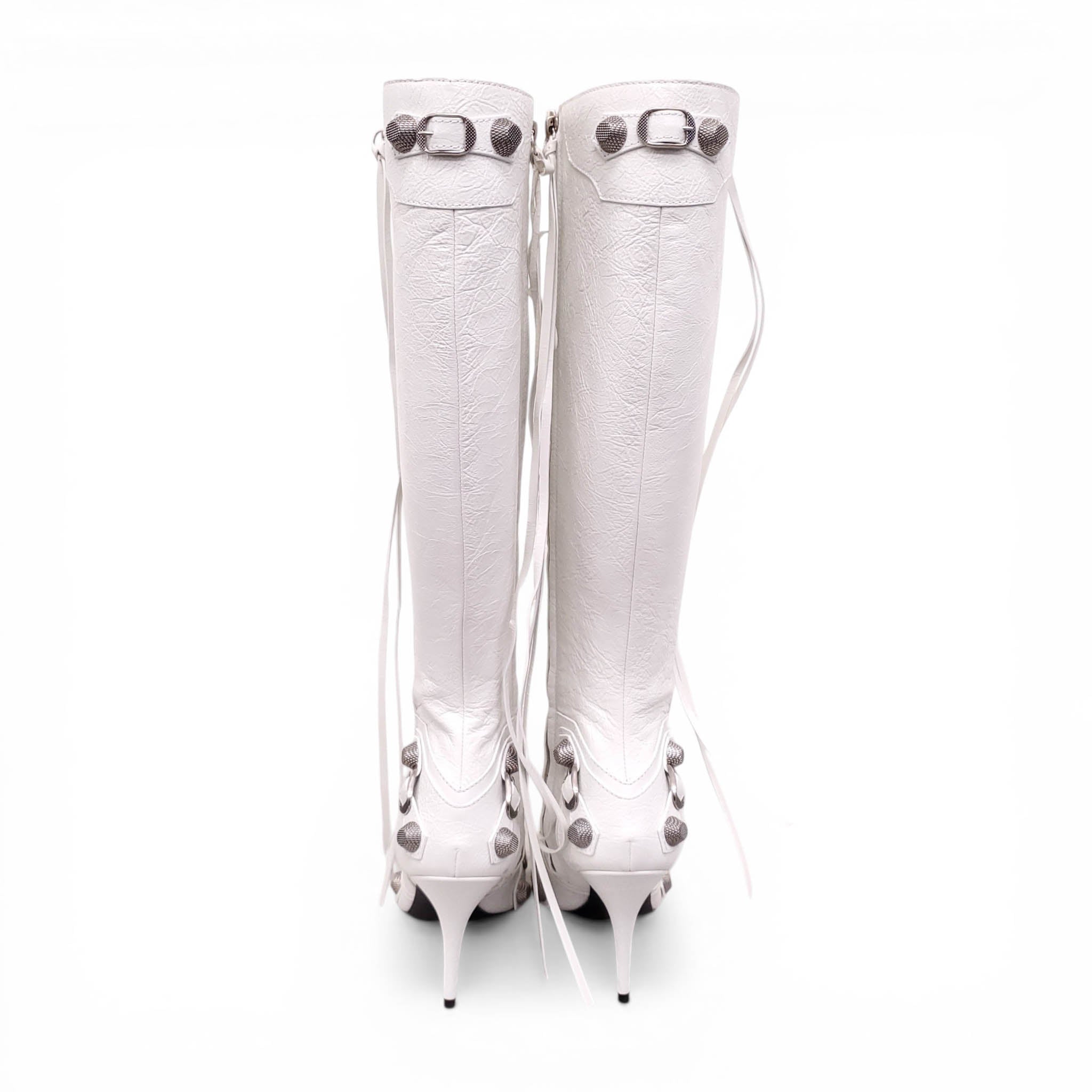 BALENCIAGA WHITE AND SILVER CAGOLE BOOTS - SIZE 41
