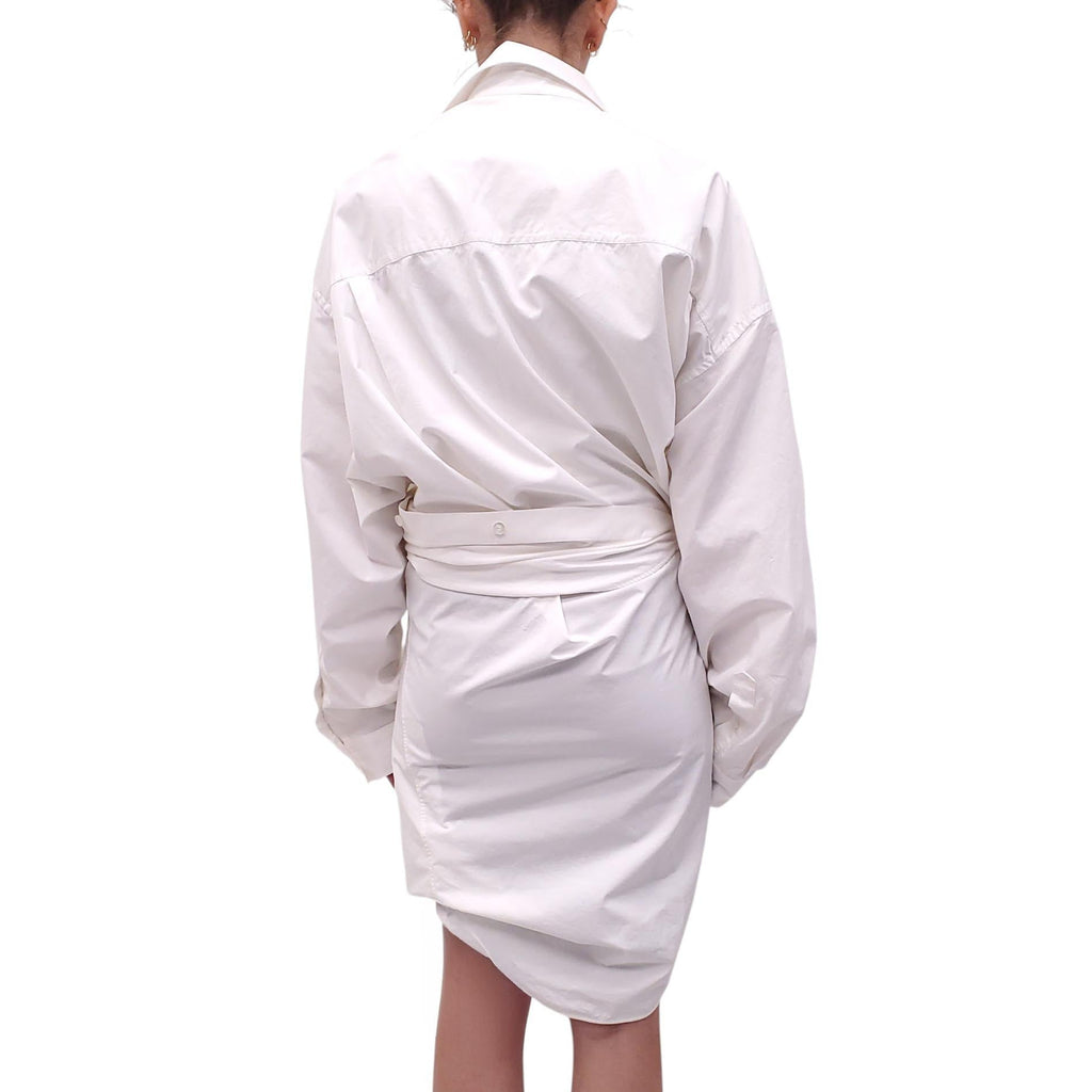 BALENCIAGA WHITE OVERSIZED SHIRT DRESS - SIZE 36