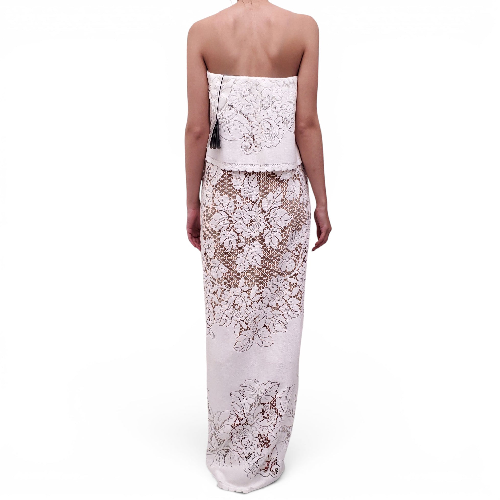 BALENCIAGA WHITE 'UPCYCLED TABLECLOTH' LACE DRESS - SIZE 38