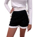 BALMAIN BLACK AND WHITE SEQUIN TWEED SHORTS - SIZE 38