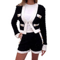 BALMAIN BLACK AND WHITE TWEED SEQUIN CARDIGAN JACKET - SIZE 40