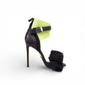 BALMAIN BLACK AND YELLOW TULLE HEELS - SIZE 40