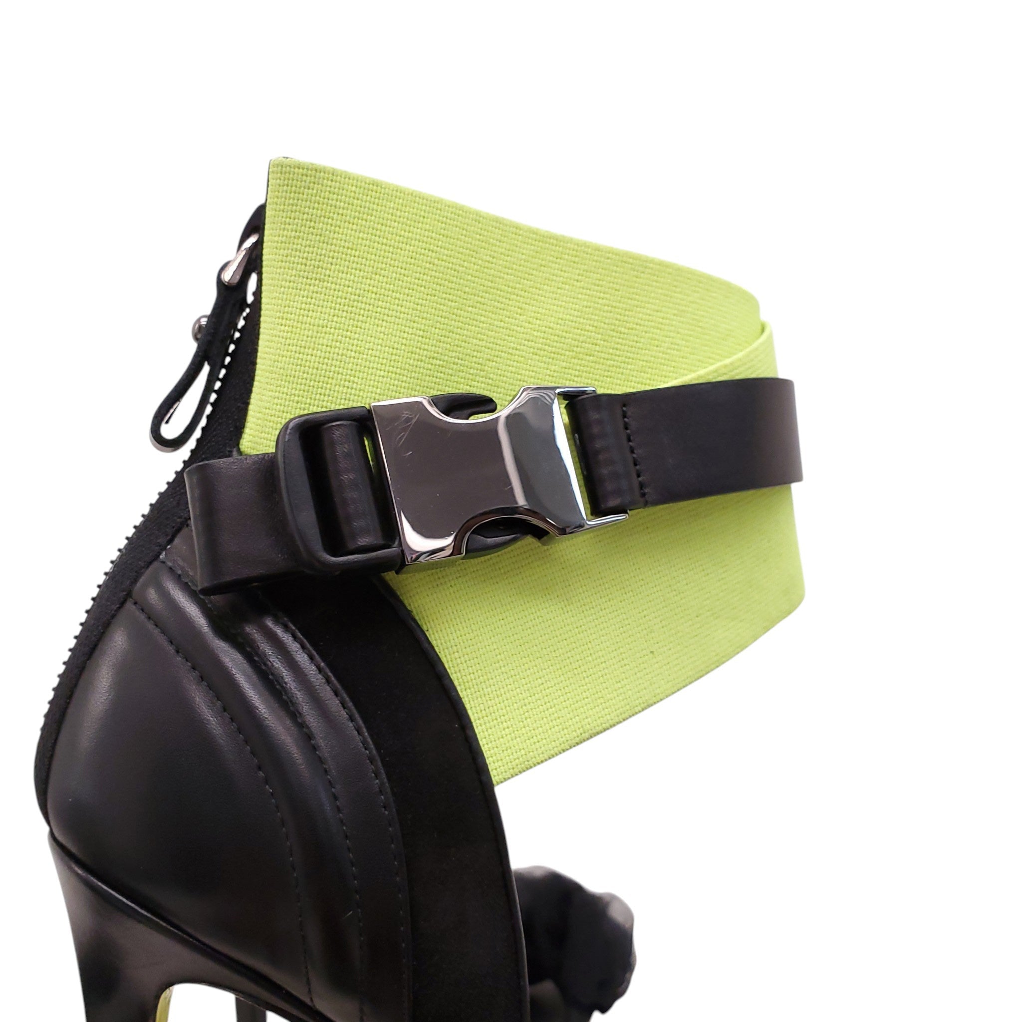 BALMAIN BLACK AND YELLOW TULLE HEELS - SIZE 40