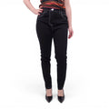 BALMAIN BLACK DENIM PANTS WITH WHITE STITCHING - SIZE 42