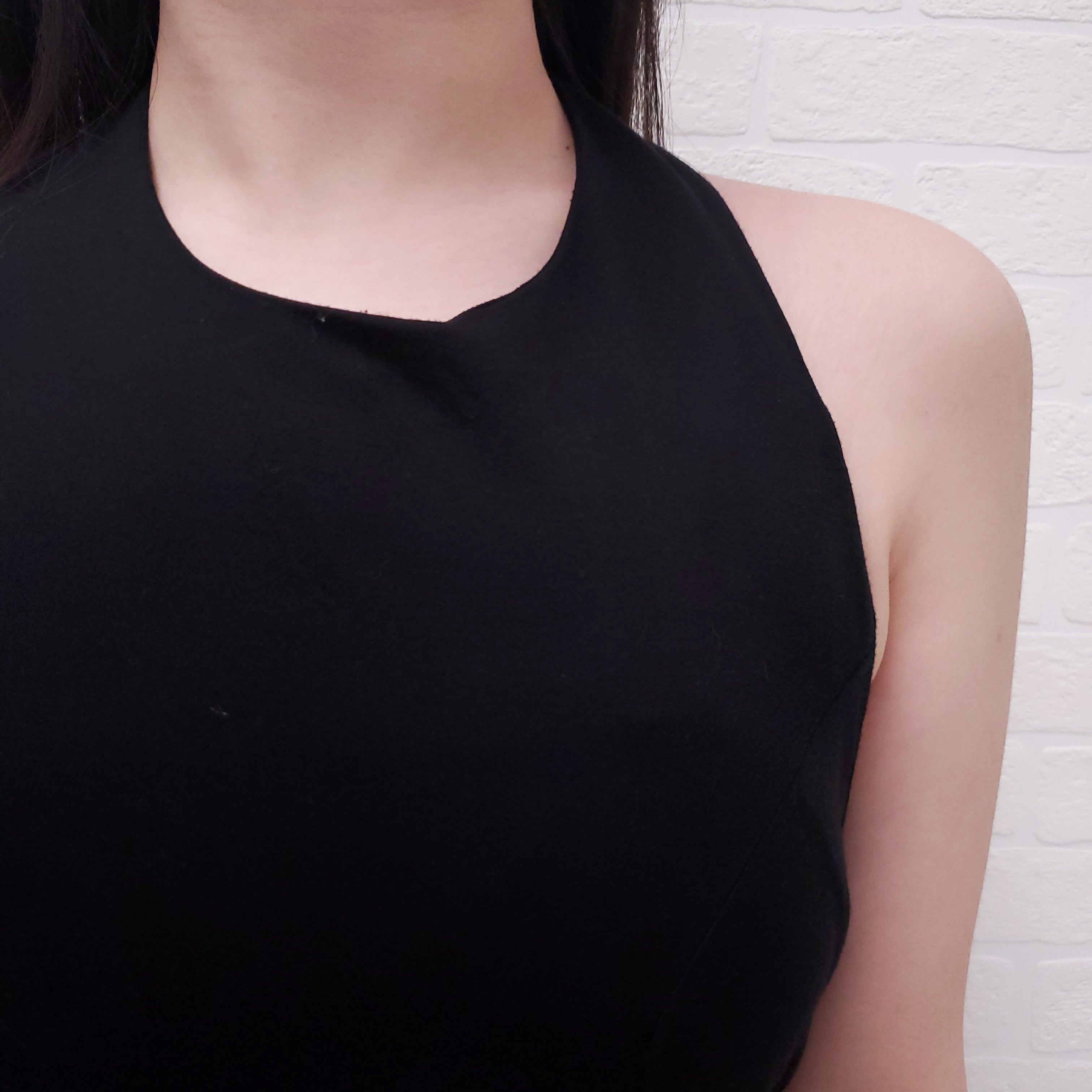 BALMAIN BLACK HALTER DRESS WITH LOGO BUTTON CLASP - SIZE 38