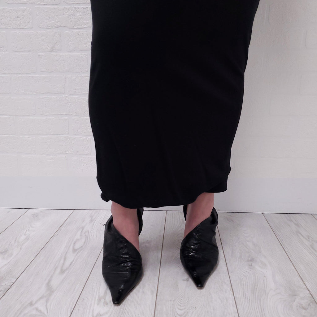 BALMAIN BLACK HALTER DRESS WITH LOGO BUTTON CLASP - SIZE 38