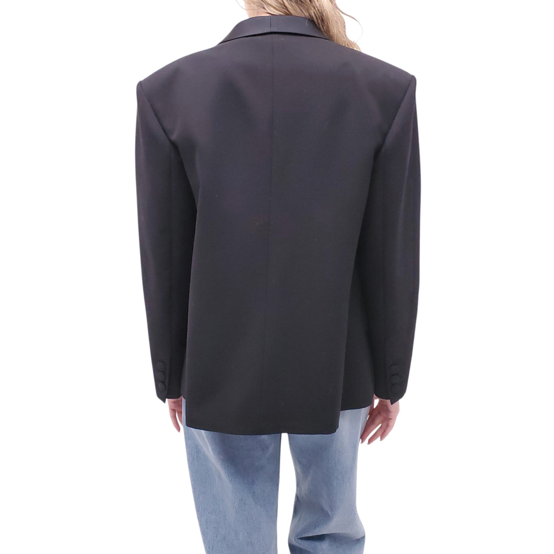 BALMAIN BLACK TUXEDO BLAZER - SIZE 46