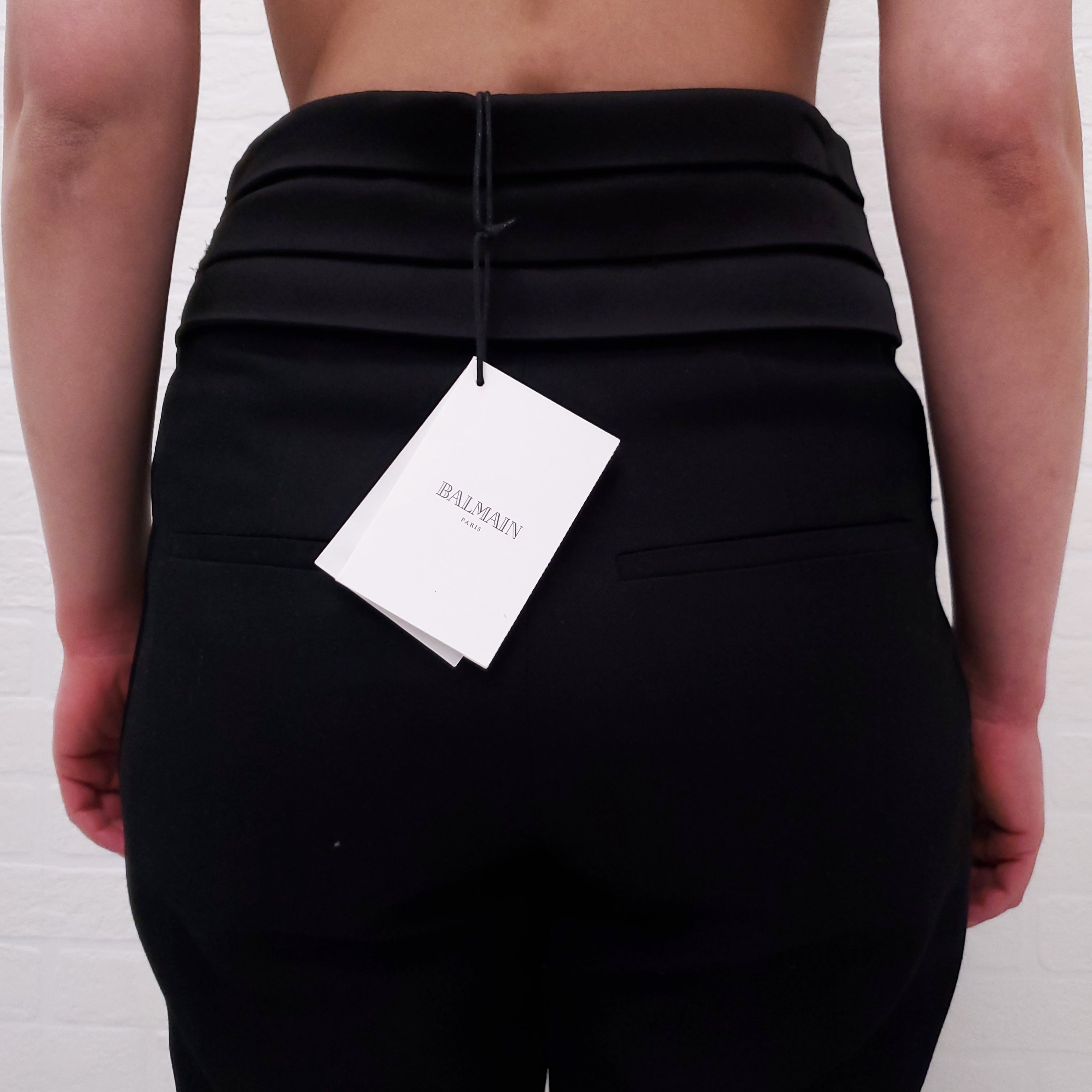 BALMAIN BLACK TUXEDO TROUSER - SIZE 34