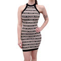 BALMAIN LOGO HALTER DRESS - SIZE 34