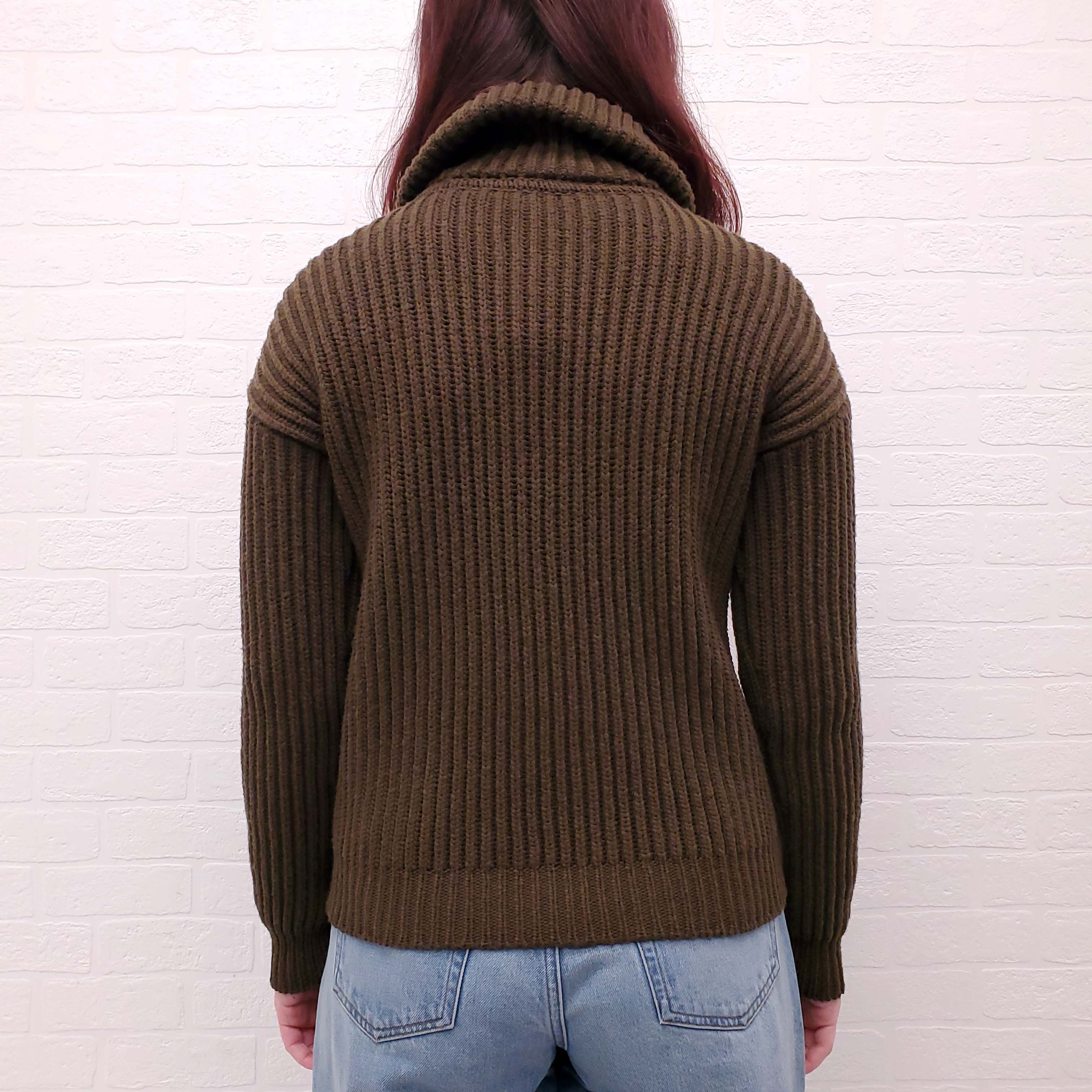 BALMAIN OLIVE SWEATER WITH FRONT POCKETS - SIZE 34