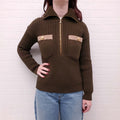 BALMAIN OLIVE SWEATER WITH FRONT POCKETS - SIZE 34