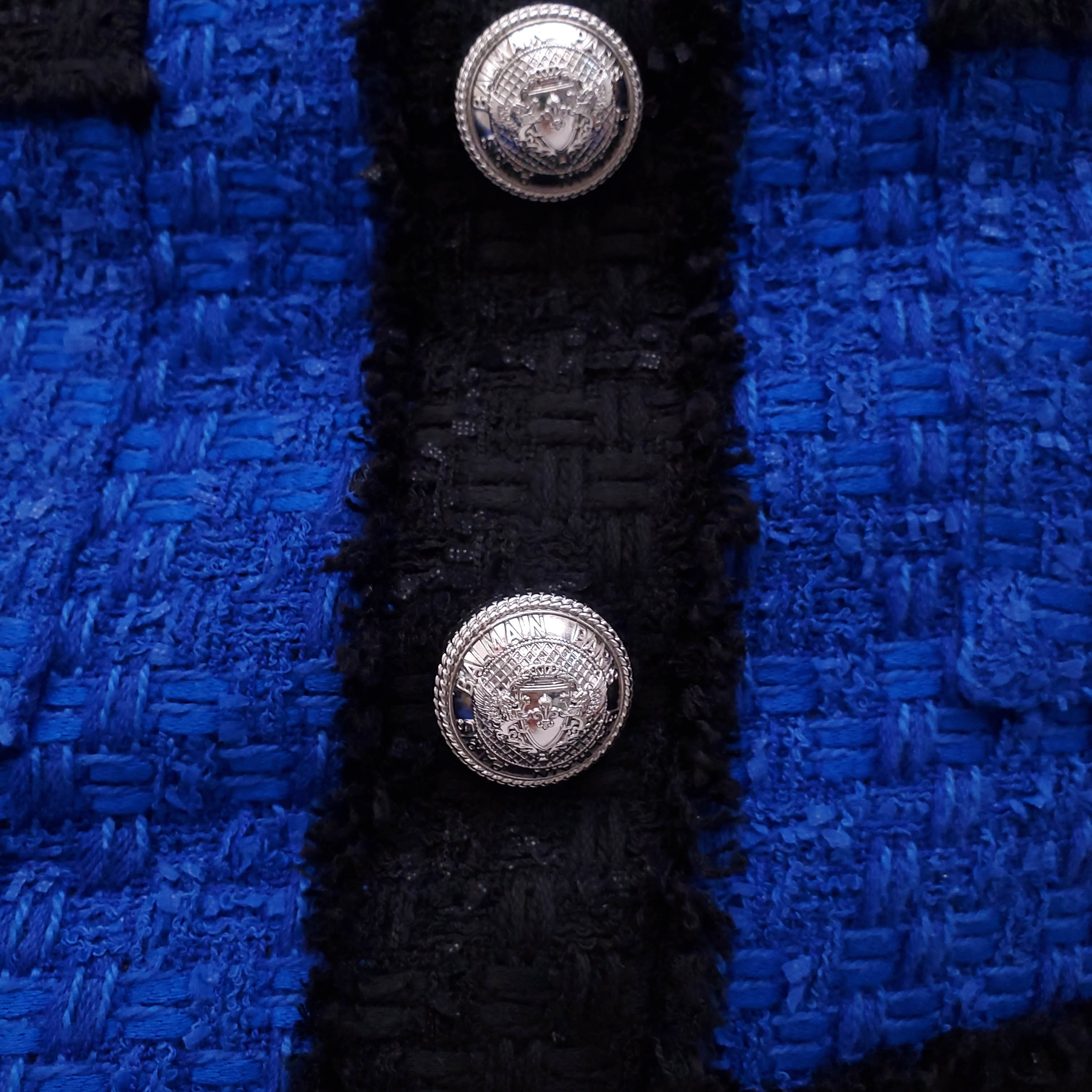BALMAIN ROYAL BLUE TWEED SKIRT - SIZE 36