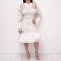BALMAIN RUNWAY WHITE LONG SLEEVE DRESS - SIZE 40