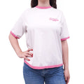 BALMAIN x BARBIE WHITE AND PINK LOGO T-SHIRT - SIZE M