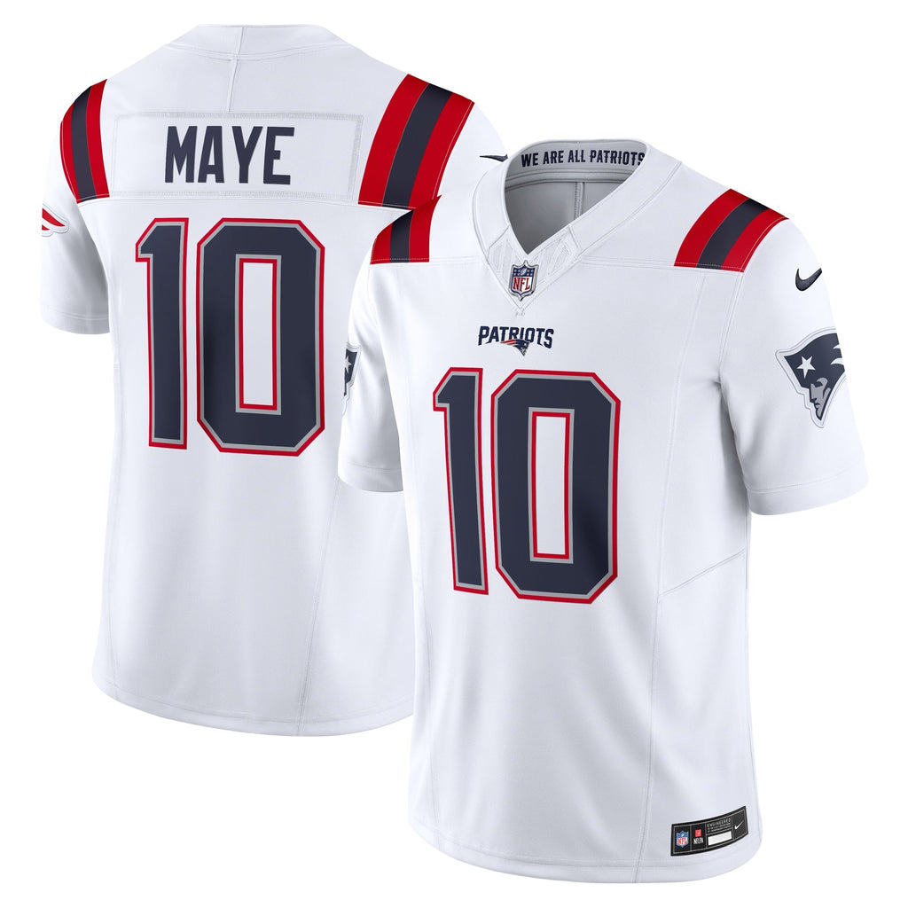 New England Patriots Drake Maye White Vapor F.U.S.E. Limited Jersey