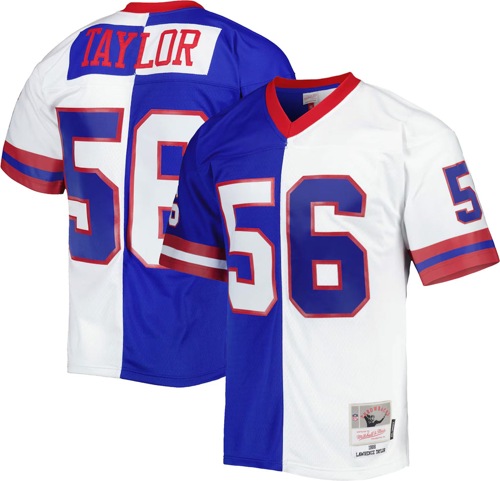 New York Giants Lawrence Taylor Mitchell & Ness Royal/White 1986 Split Legacy Replica Jersey