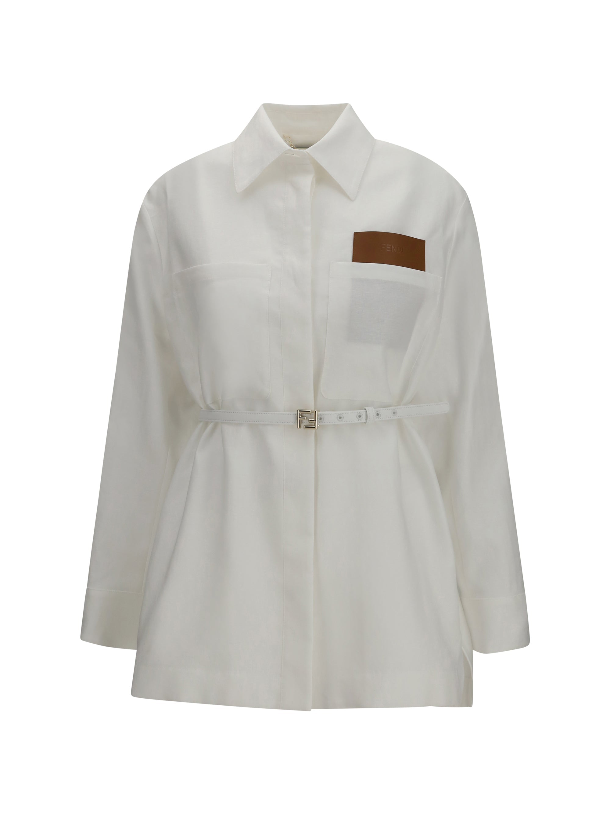 Fendi Women Linen And Cotton Belted Jacket