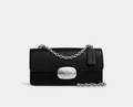 NWT Coach Leather Eliza Flap Crossbody  Bag In Silver/Black