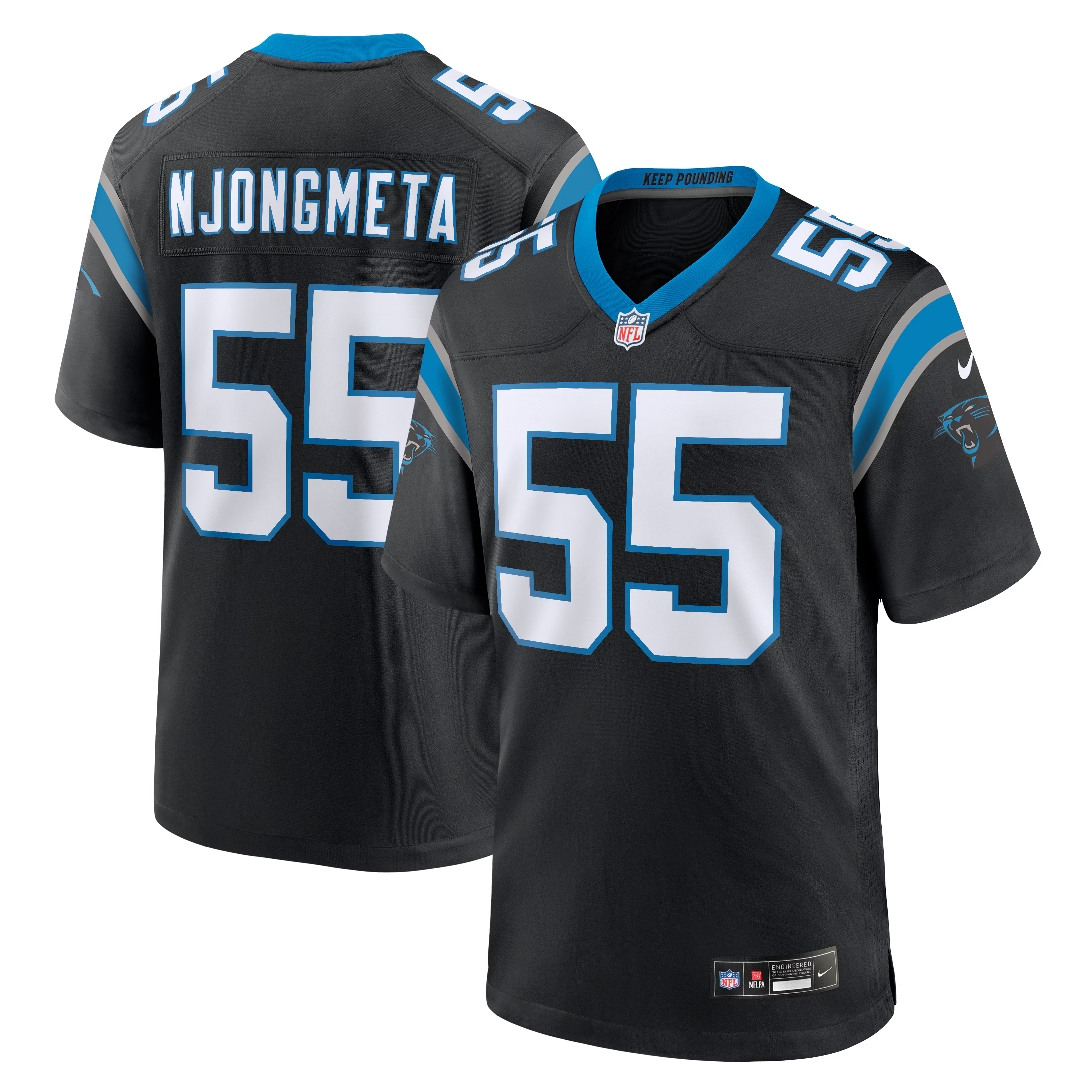 Carolina Panthers Maema Njongmeta Black Team Game Jersey