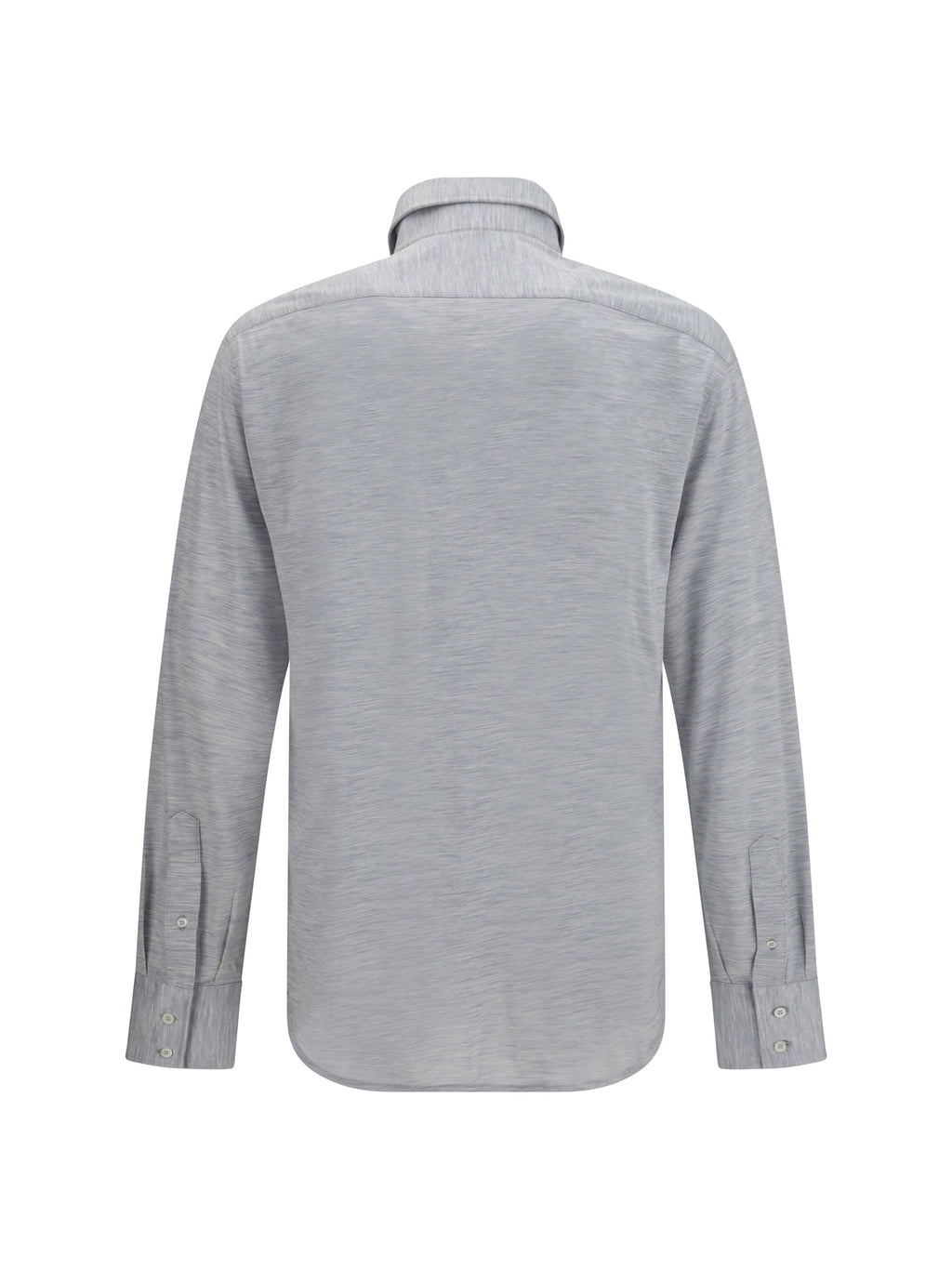 Brunello Cucinelli Men Silk And Cotton Jersey Shirt With Spread Collar