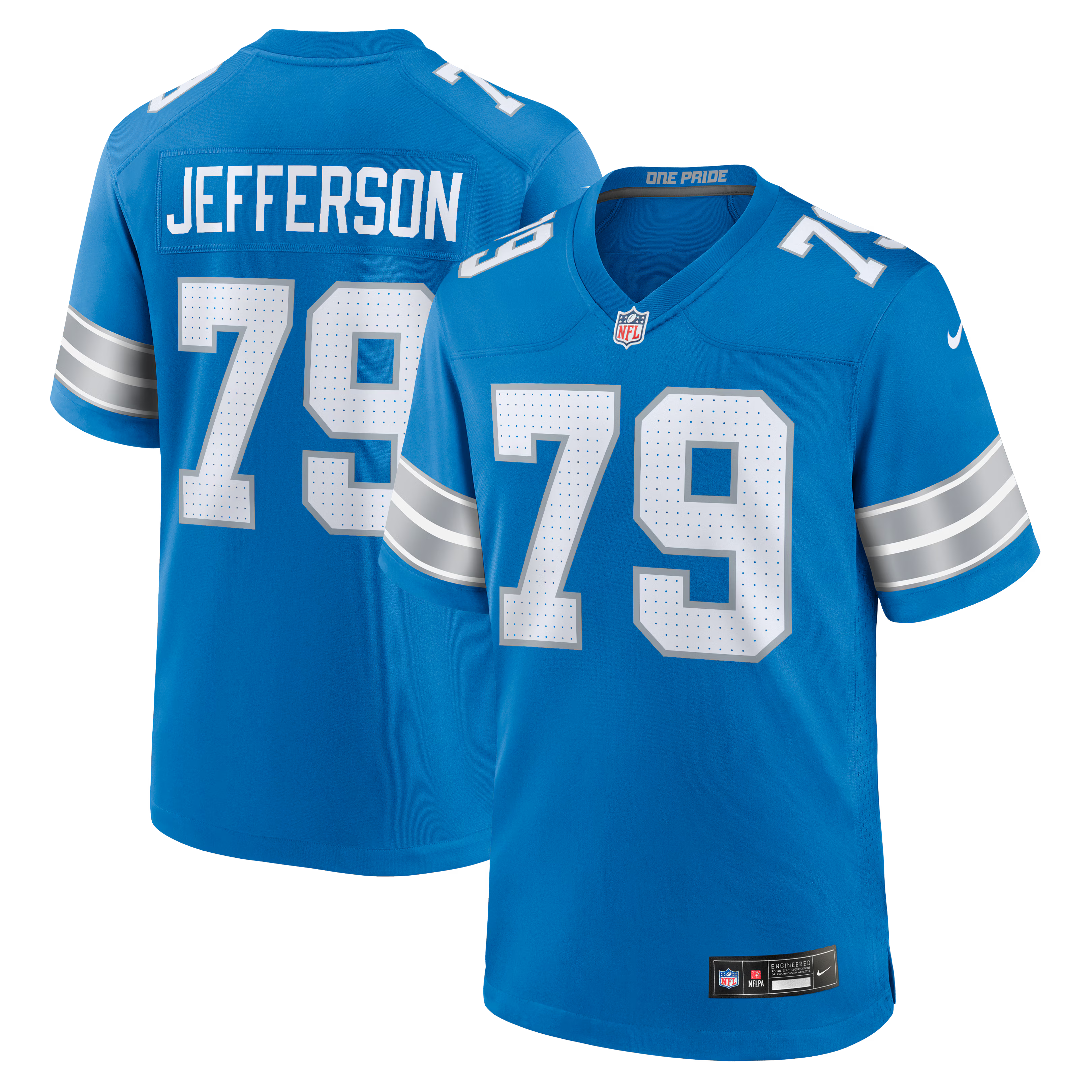 Detroit Lions Quinton Jefferson Blue Team Game Jersey