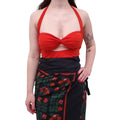 BEAUFILLE RED HALTER BODYSUIT - SIZE L