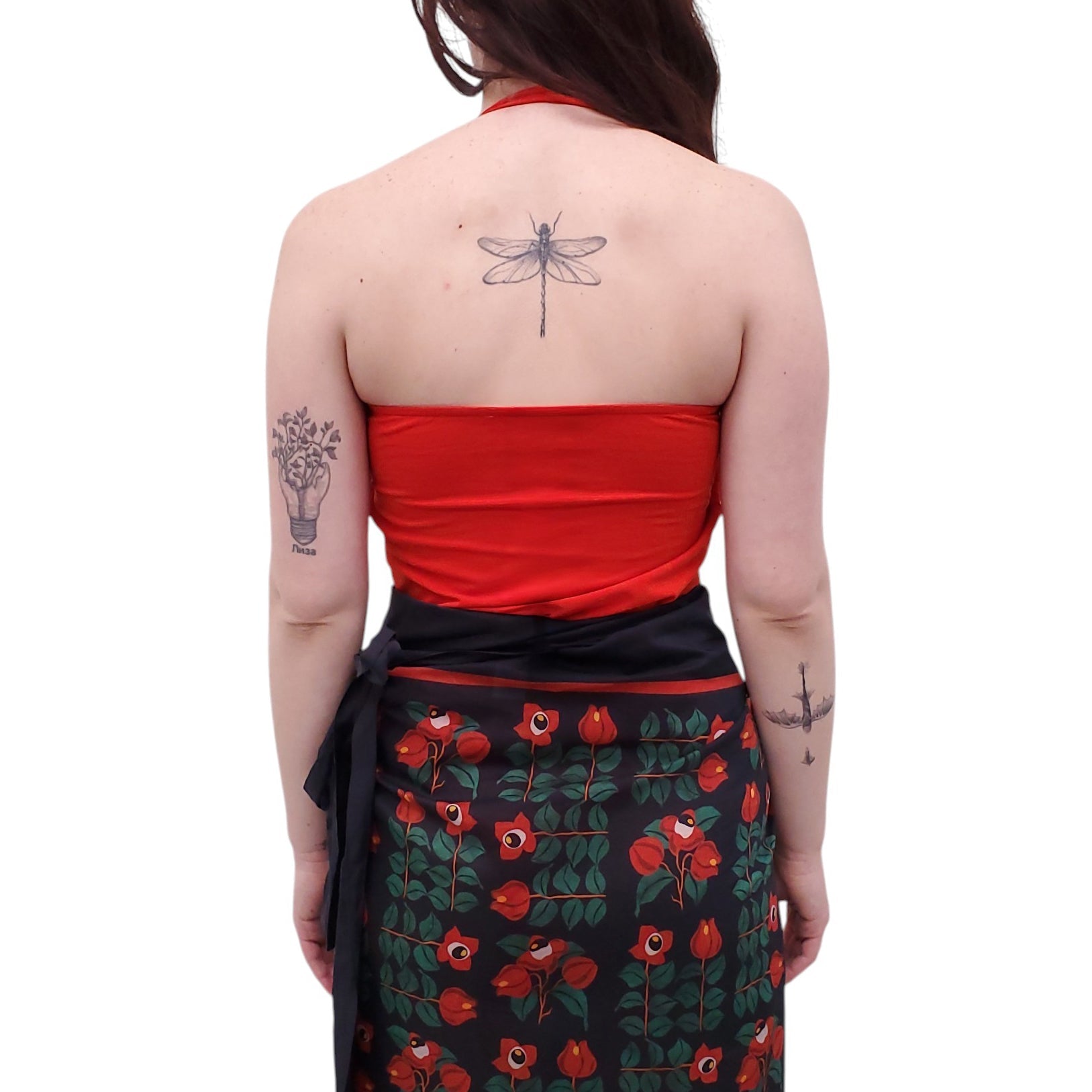 BEAUFILLE RED HALTER BODYSUIT - SIZE L