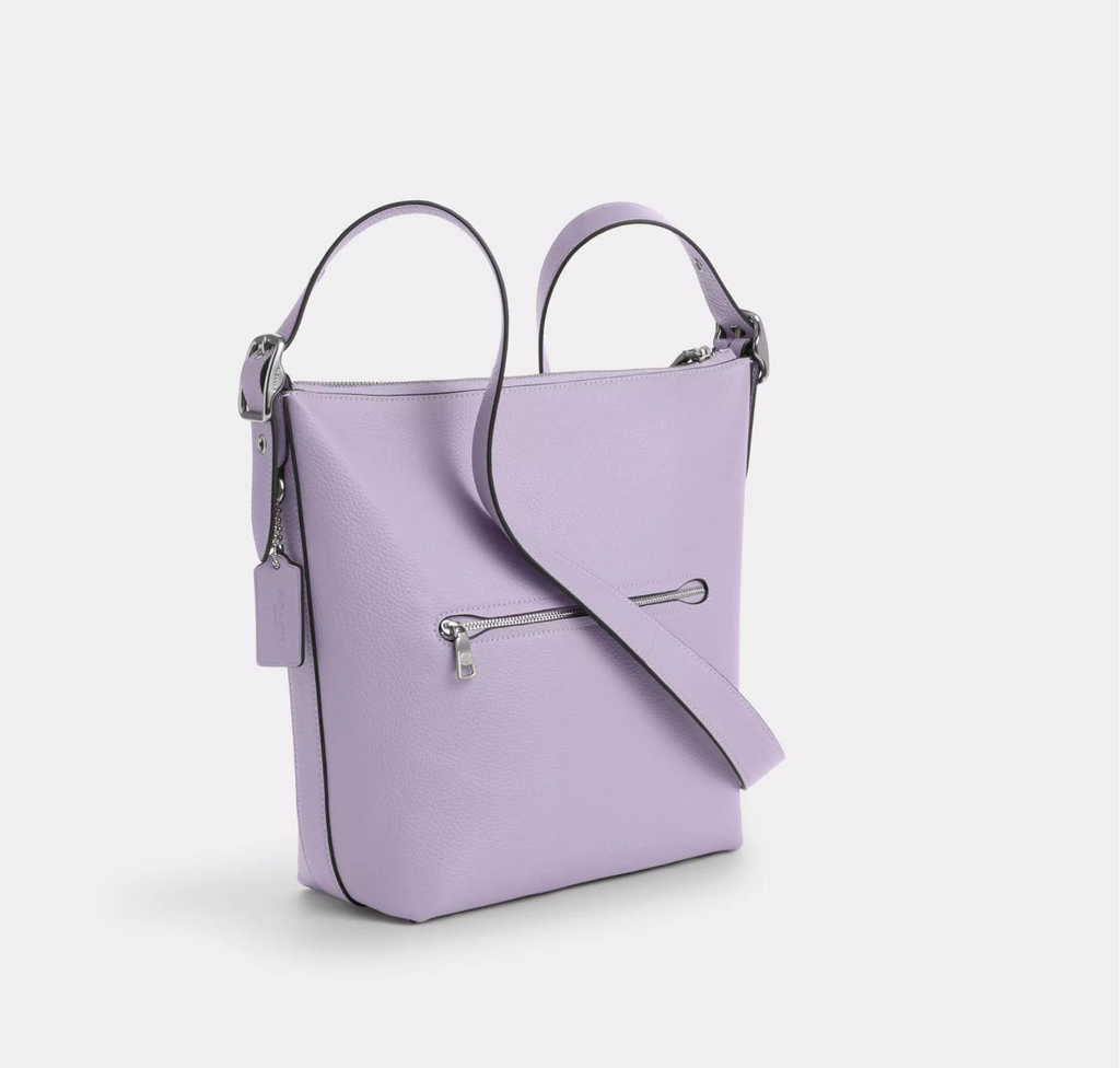 NWT Coach Val Duffel Bag In Leather In Silver/Lilac