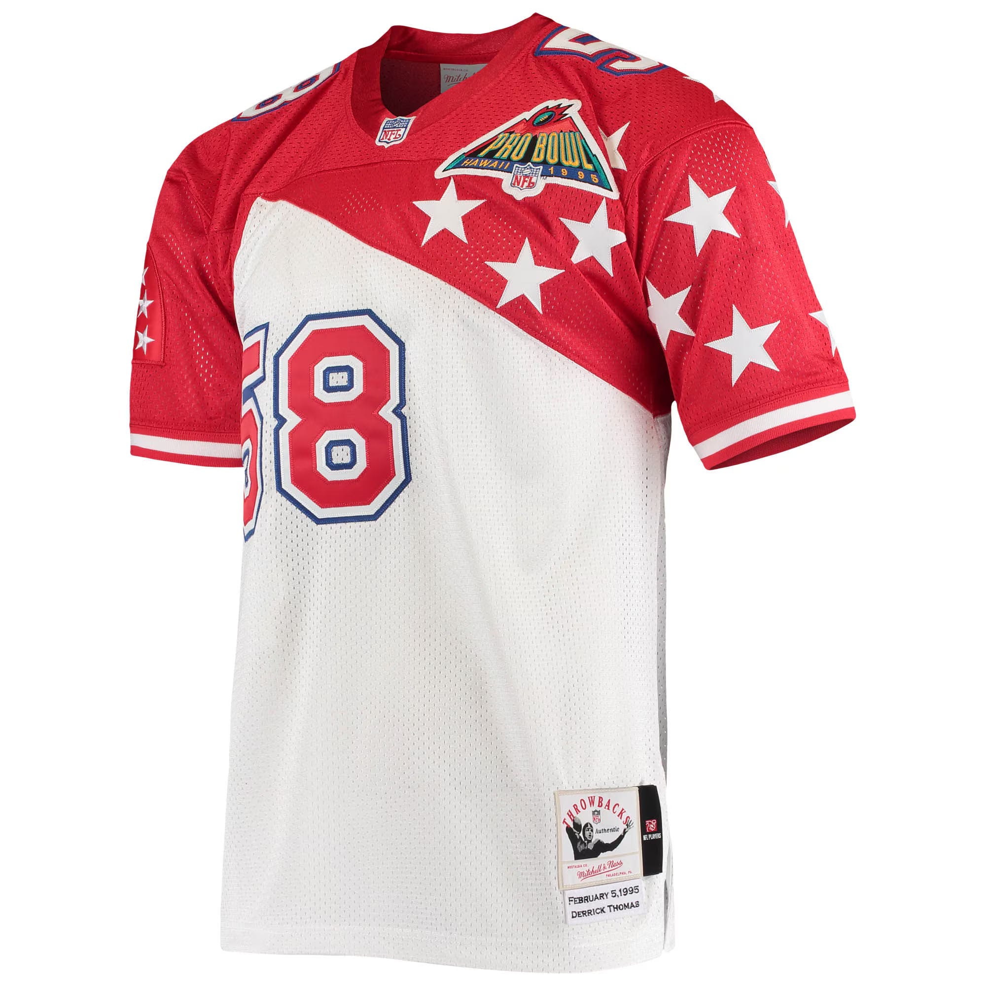 AFC Derrick Thomas Mitchell & Ness White/Red 1995 Pro Bowl Authentic Jersey